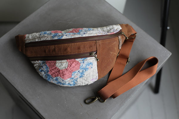 Handmade Quilted Fanny Pack - tan