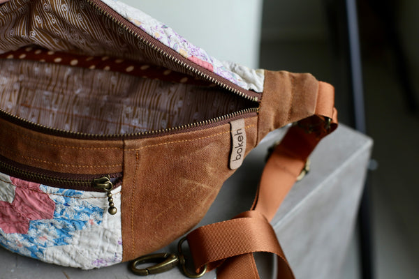 Handmade Quilted Fanny Pack - tan