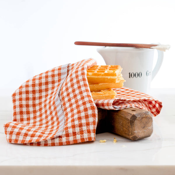 Two-Tone Gingham Cognac/Blue Tea Towel 20x30