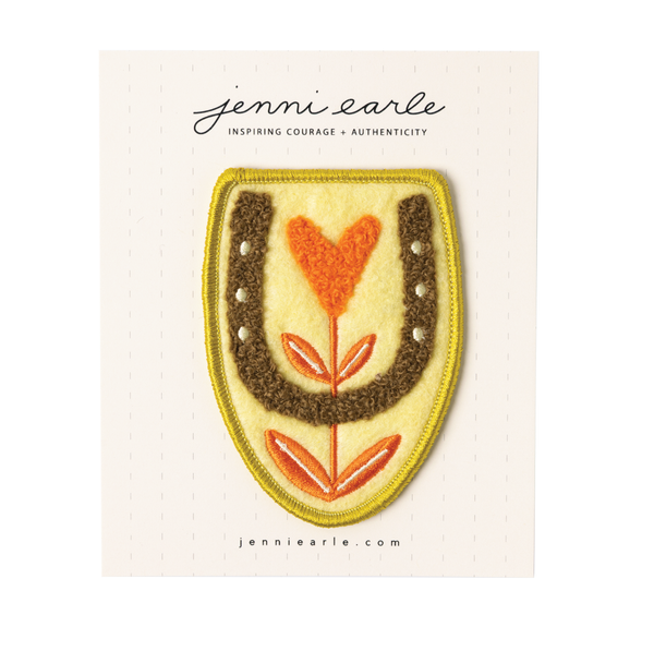 Bloomin' love chenille and felt patch - poppy
