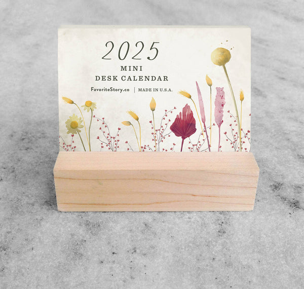 2026 Mini Desk Calendar, Dried Field Flowers