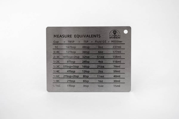 Fox Run Stainless Steel Conversion Chart Magnet, 4.3" x 3.4"