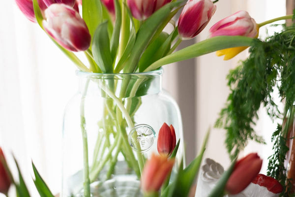 French Bee Clear Mason Jar Vase with Seal, Medium