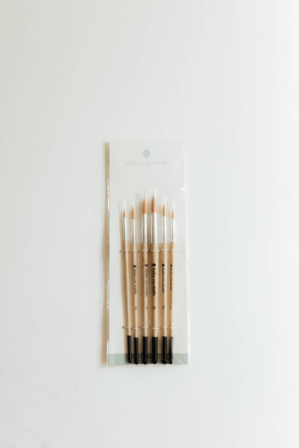 Round Tip Watercolor Brush Set -- 6 piece