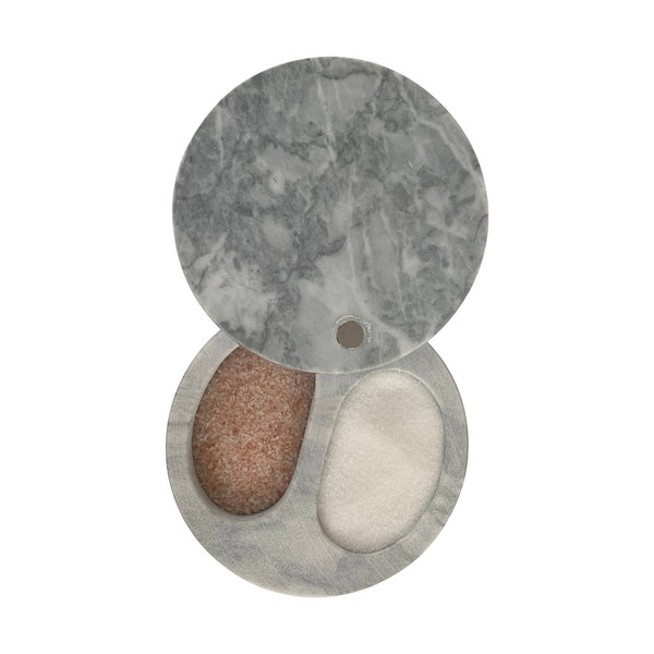 Fox Run Marble Double Salt Cellar, White, 4” x 4” x 2.5"