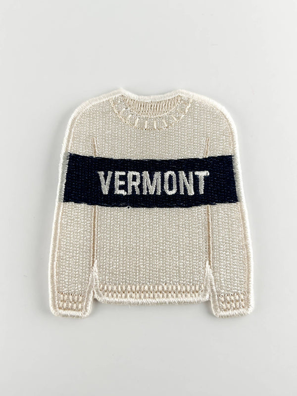 Vermont Sweater Embroidered Patch Ski Town Iron On Patch