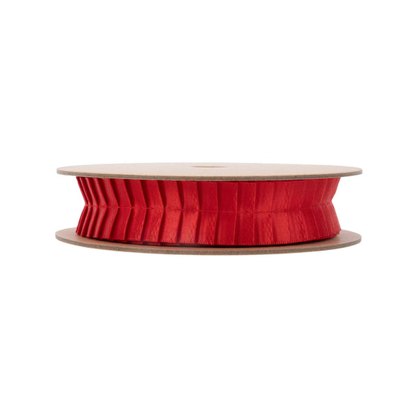 1" Pleated Ribbon | Red | 10 Yard Roll