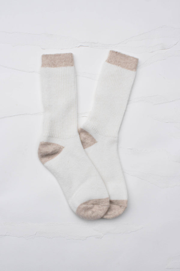 Cozy Two-Tone Wool & Cashmere Blend Ribbed Crew Socks
