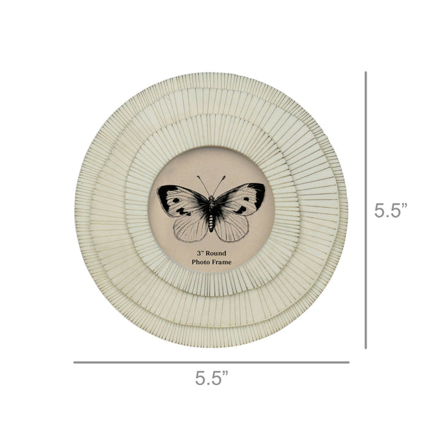 Layered Round Frame, White - 3”