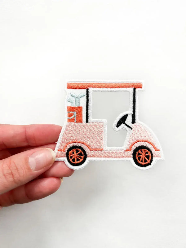 Pink Golf Cart Iron-On Patch Embroidered Patch Sports Fan