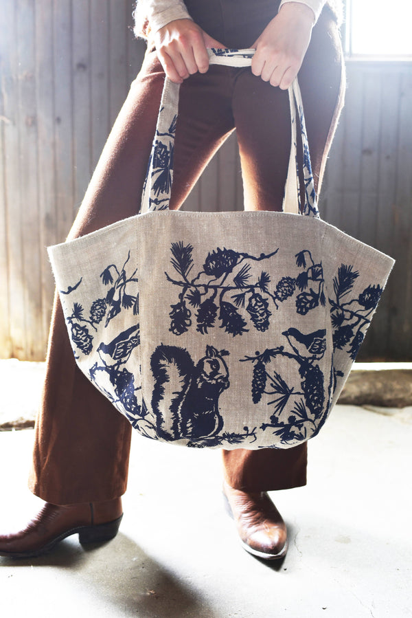 Pine Cone Heavy Linen Boho Tote Bag