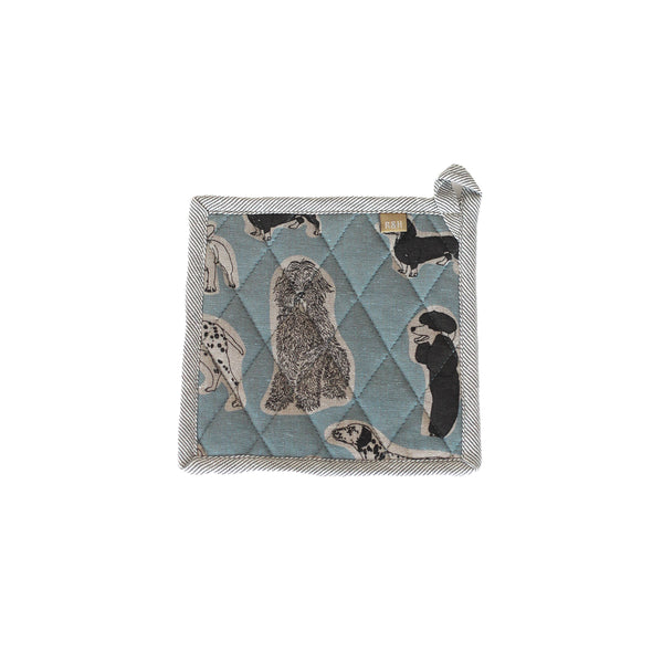 Pot Holder / Trivet Dog Print Blue Haze