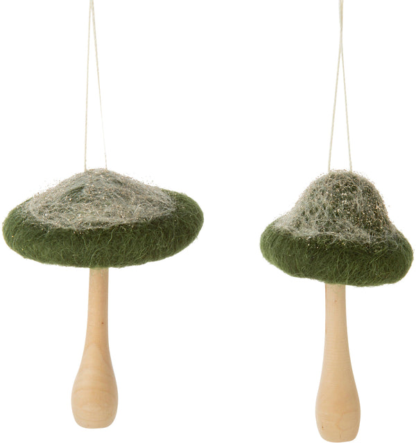 Mushroom Ornament - Felt/Wood