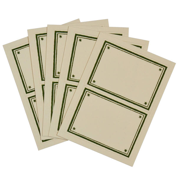 Packet of 10 Large Self-Adhesive Labels with Pea Green Border