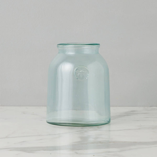 French Bee Clear Mason Jar Vase with Seal, Medium