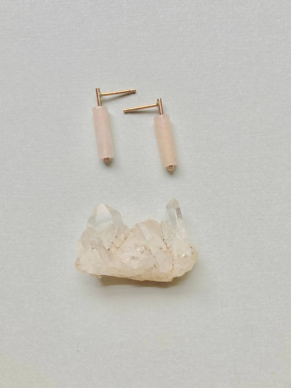 Channel Earring - Minimal Drop Stud with Gemstones in Gold
