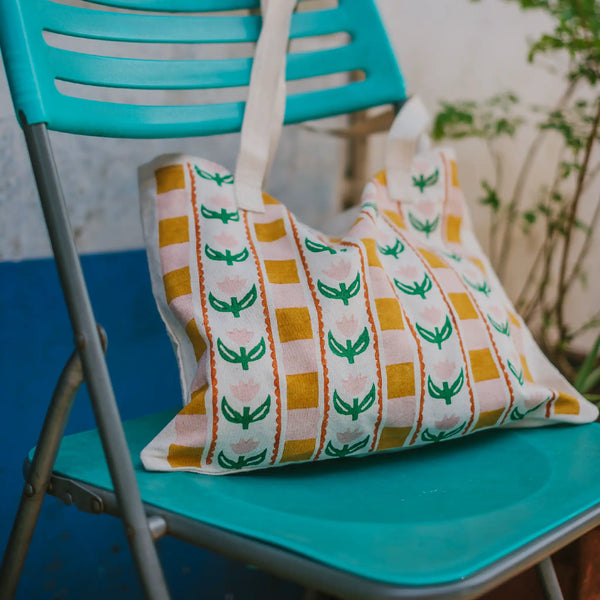 BLOK PARTI Block Printing Kit - Tulip Print Tote Bag