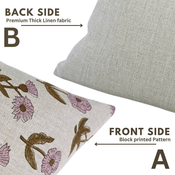 Block Print Boho Thick Linen Pillow Cover- Kirti