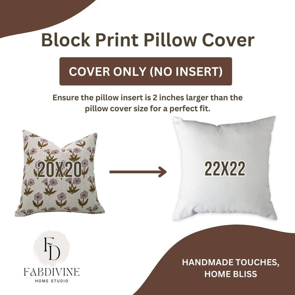 Block Print Boho Thick Linen Pillow Cover- Kirti