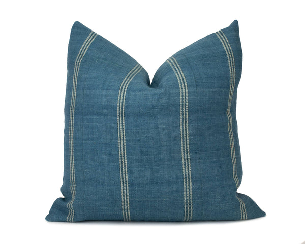 Priya - 24" Blue Indian Wool Pillow Cover