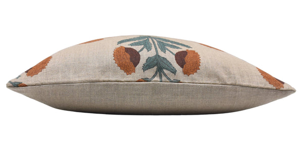 Floral Block Print Linen Couch Cushion Cover - BADASHA