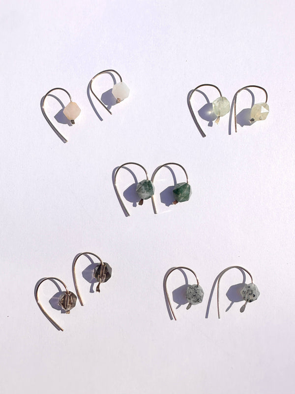 14k Gold Filled Wire Hook Earrings - Moss Agate