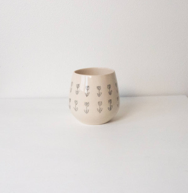 Line Drawn Tulips Wine Cup