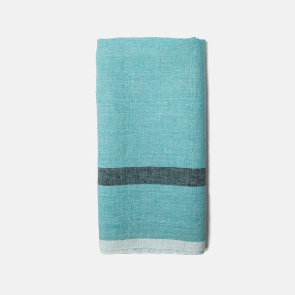 Laundered Linen Aqua/Charcoal Towel 20x30