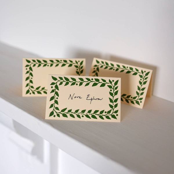 Pack of Twelve Pea Green Place Cards