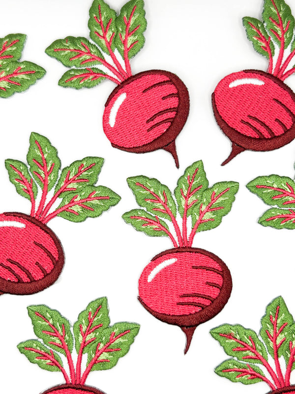 Embroidered Red Beet Iron On Patch Applique Vegetable Farmer
