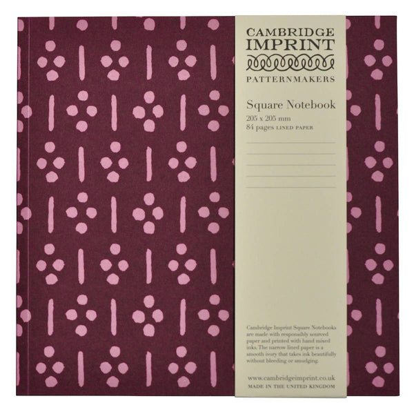 Square Notebook with Lined Paper in Ugizawa Damson