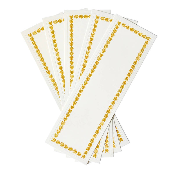 Five Long Self Adhesive Labels with Mustard border