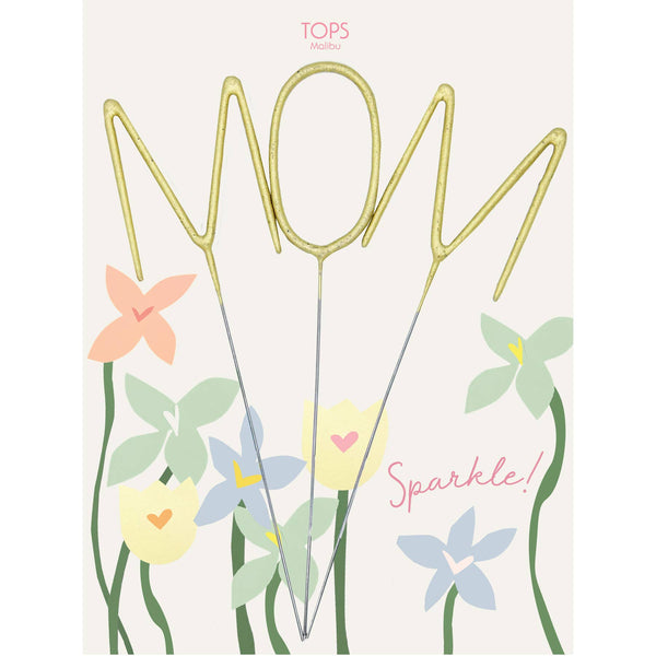 Big 8" Gold "MOM" Letter Sparkler Wands Card - Garden Party