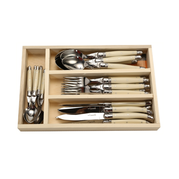 Jean Dubost 24 Pc Everyday Flatware Set Ivory