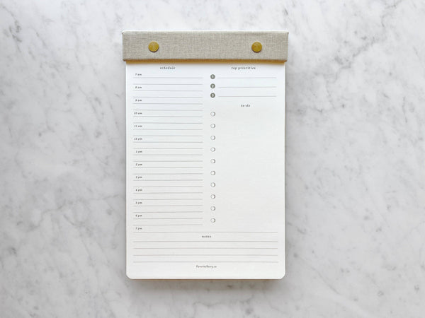 Daily Planner Notepad with Brass Screws