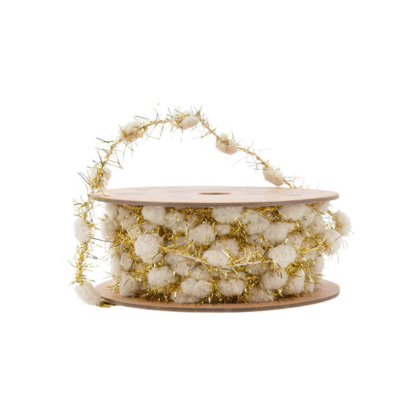 3/8" Tinsel Pom-Pom | Ivory | 10 Yard Roll