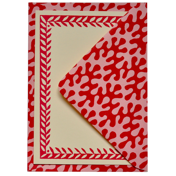 Set of Notecards and Envelopes Kelp Raspberry Ripple