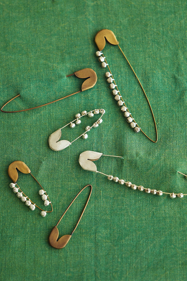 Silver Safety Pin with Bells