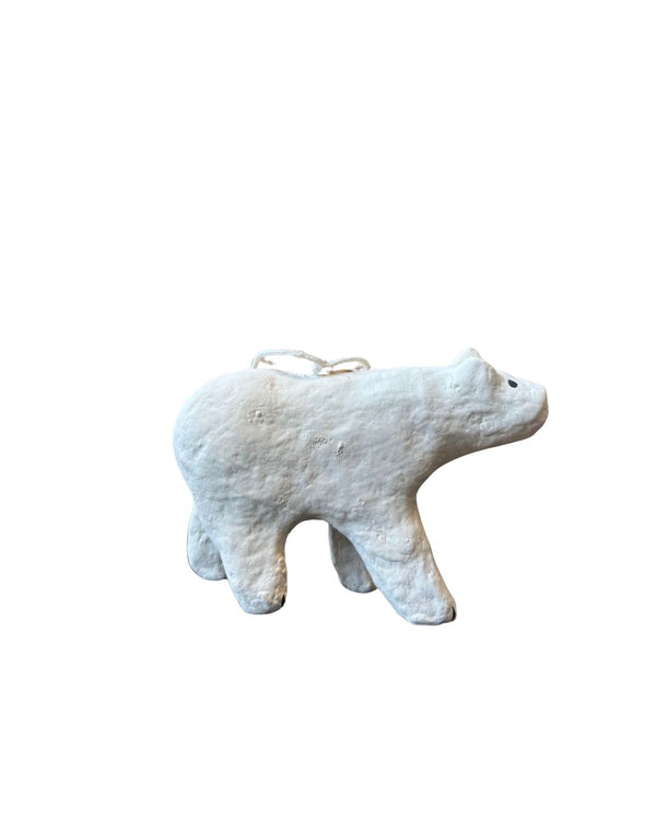 Paper Mache Polar Bear Ornament