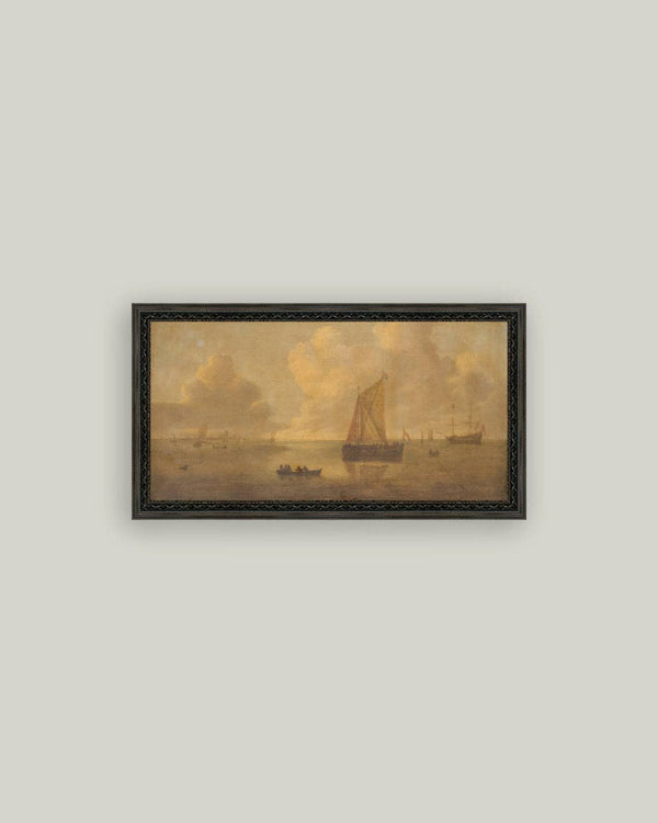 Seascape Town Framed Antique Art