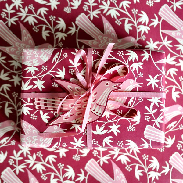 5 Fancy Songbird Gift Tags in Bramble