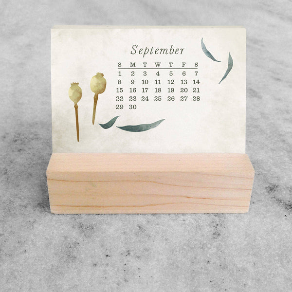 2026 Mini Desk Calendar, Dried Field Flowers