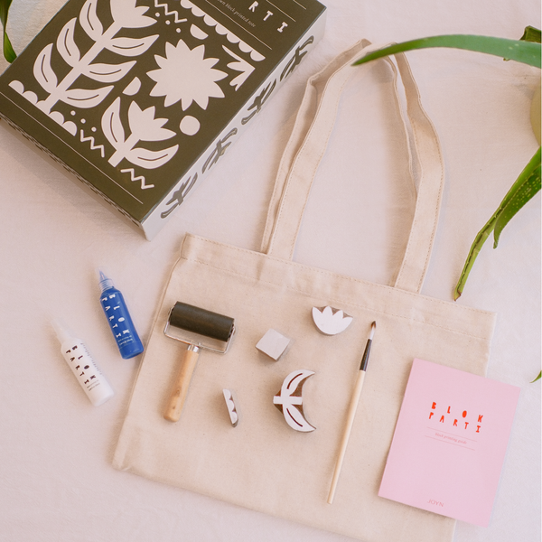 BLOK PARTI Block Printing Kit - Tulip Print Tote Bag