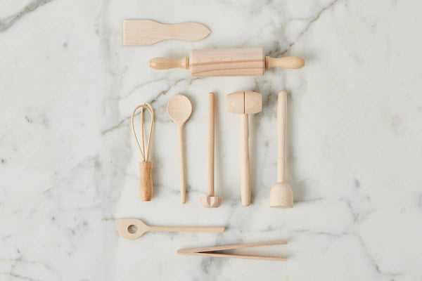 Children's Mini French Beechwood Cooking Tool Set of 9