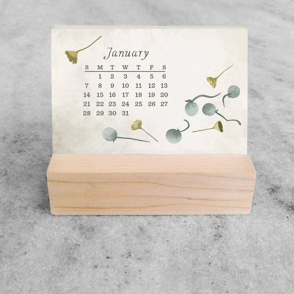 2026 Mini Desk Calendar, Dried Field Flowers