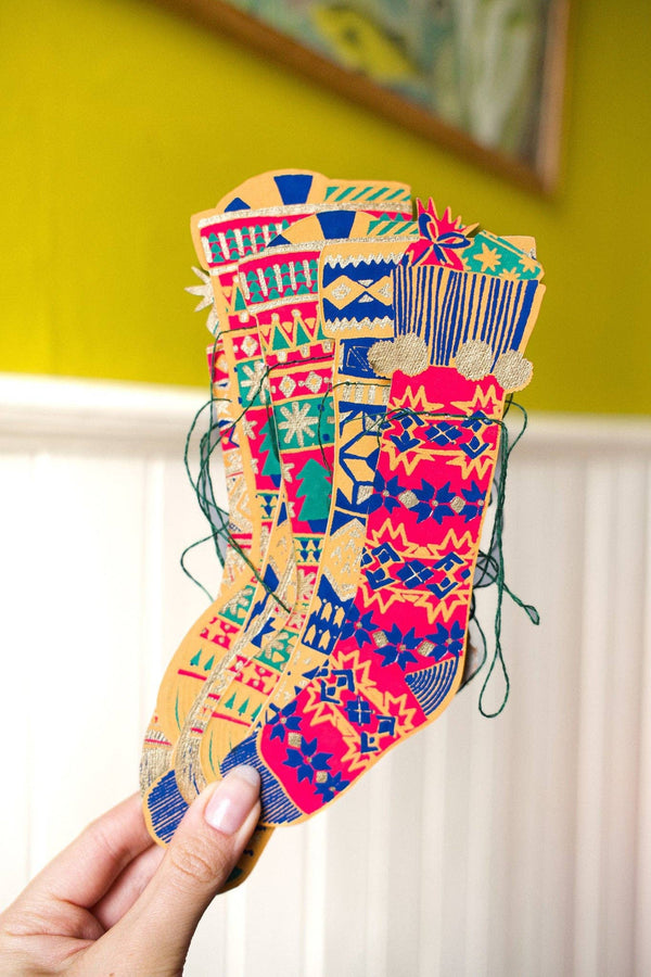 FESTIVE STOCKINGS SEWN GARLAND