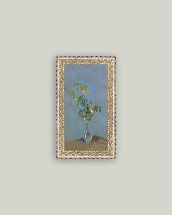 Flowers in a Glass Vase Framed Antique Art