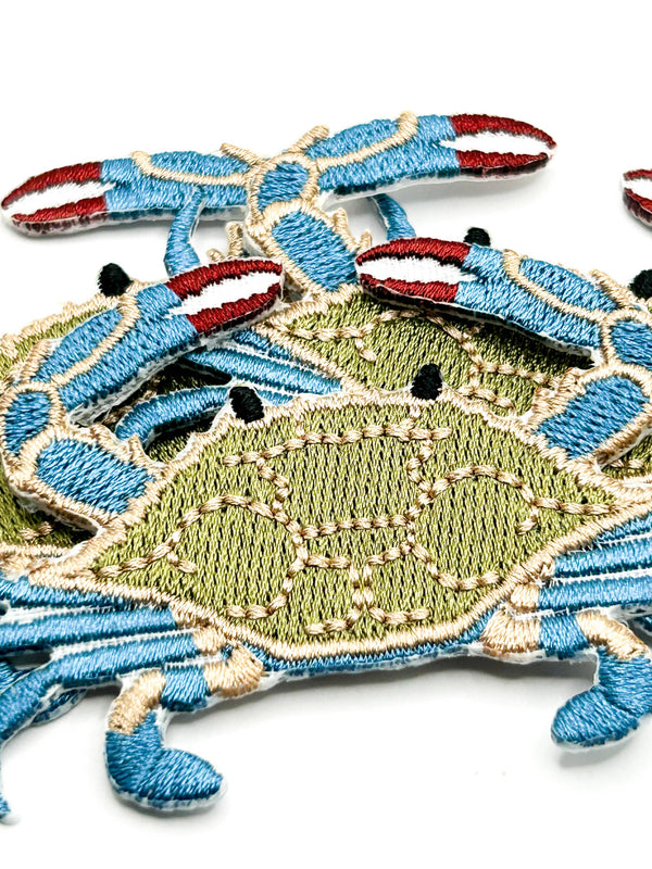 Blue Crab Iron On Sew On Embroidered Patch