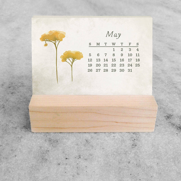 2026 Mini Desk Calendar, Dried Field Flowers