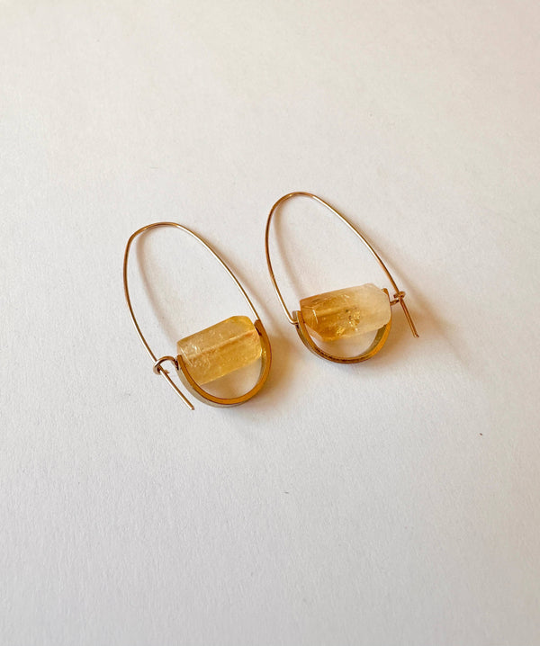 Belen Minimalist Gemstone Earring - Citrine